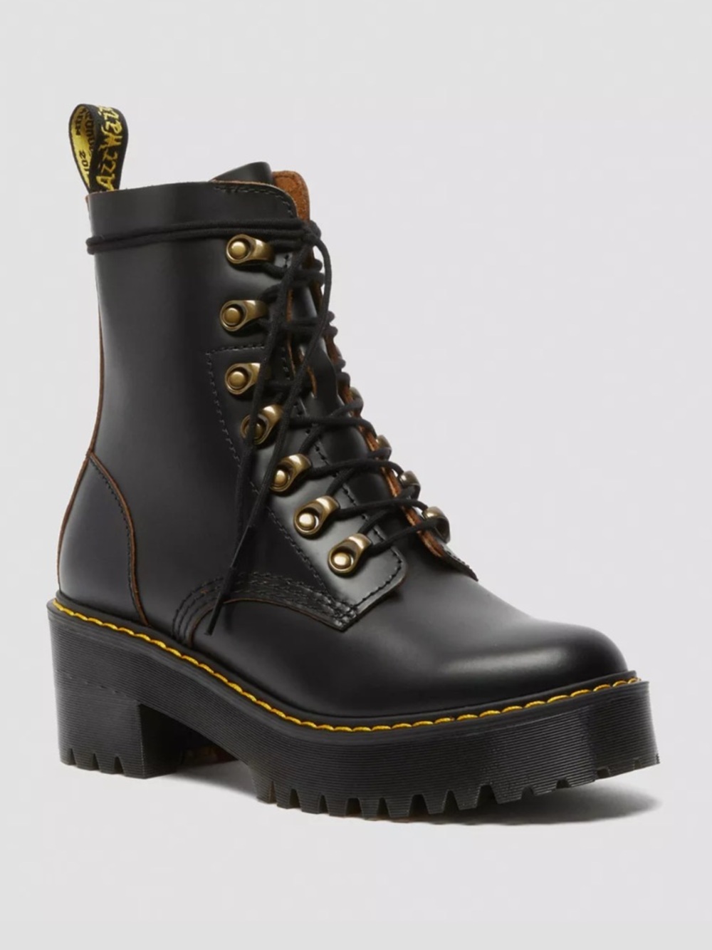 Doc Martens Leona Vintage Smooth Leather Heeled Boots